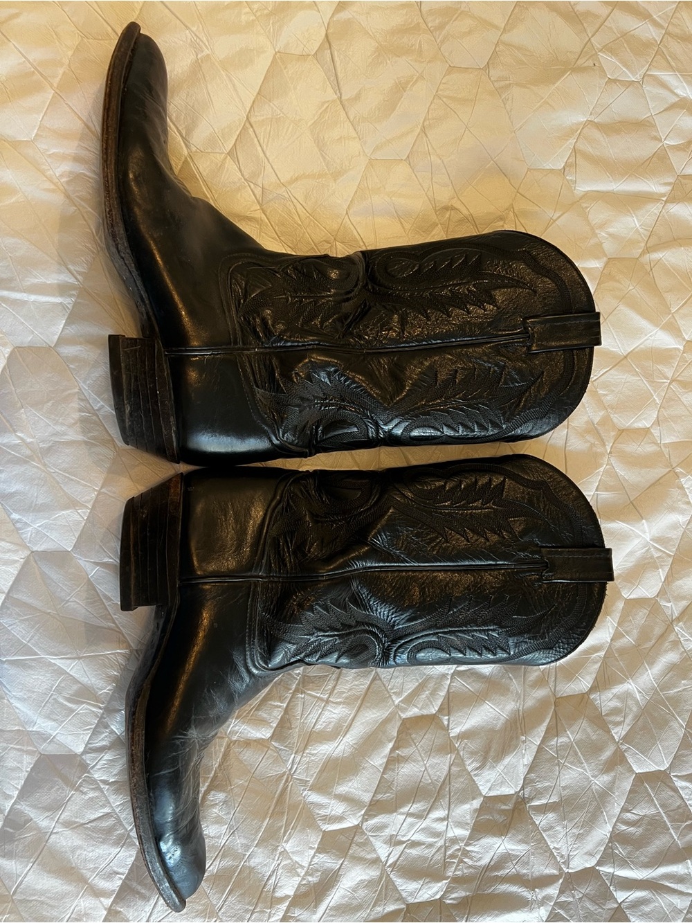 Tony Lama Black Leather Men’s Cowboy Boots 9.5 D - Picture 5 of 7